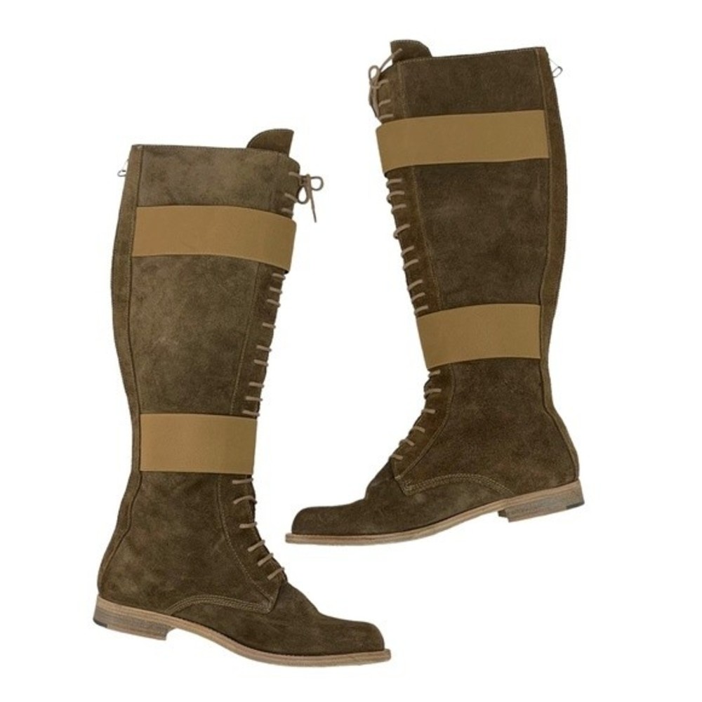 VPL by LD Tuttle Brown Suede Leather Lace Up Tall Knee High Boots 38